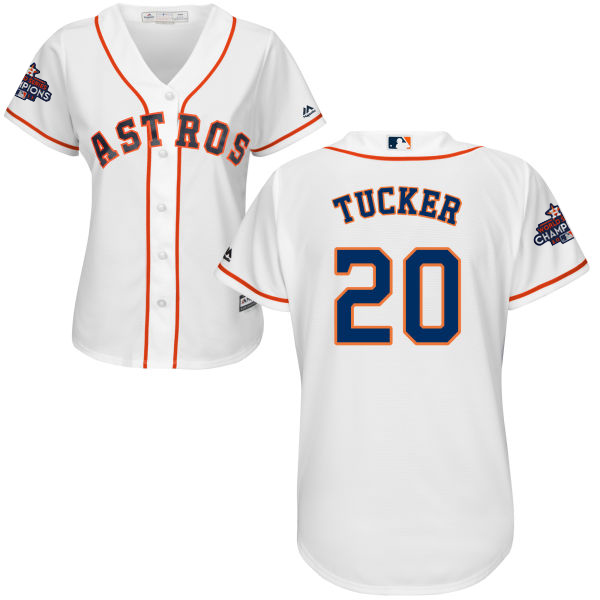 Astros #20 Preston Tucker White Home World Series Champions Women's Stitched MLB Jersey
